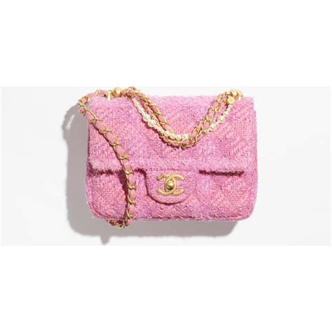 Mini flap bag, Cotton tweed & gold